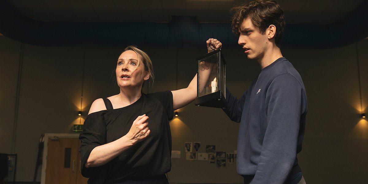 Francesca Ellis (Madame Giry) and Rhys Whitfield (Raoul) in The Phantom Of The Opera in Rehearsals. (Photo credit: Matt Crockett)