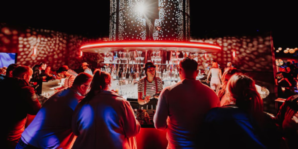 The bar area inside the venue