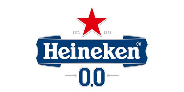 Heineken 0.0 logo featuring a red star, blue text, and a white background.