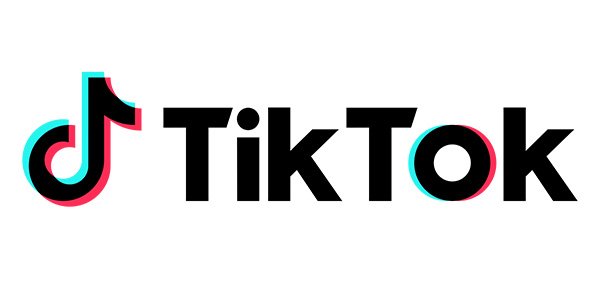 TikTok logo in black and turquoise, featuring bold lettering on a white background.